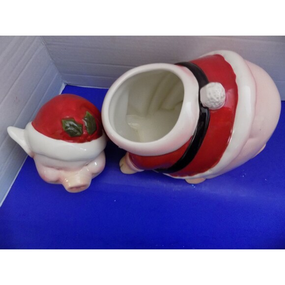 Christmas Santa Pig Cookie Jar Farm Figurine Holiday Time - Picture 8 of 8
